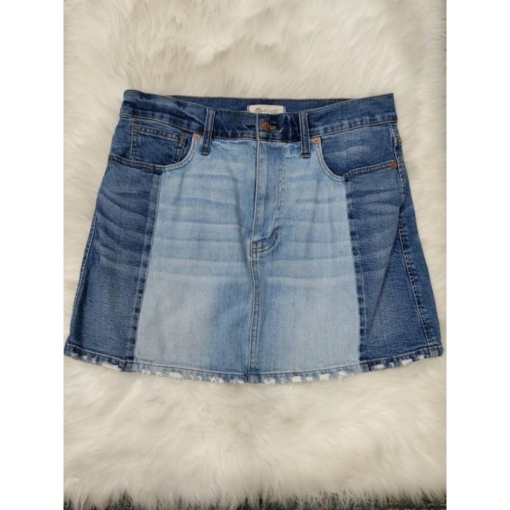 Madewell Womens Two Tone 5-Pockets Design Mini Denim Skirt Blue Size 31 - Picture 2 of 12